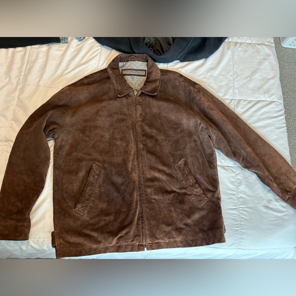 Le Colezioni Structure Brown Suede Leather Jacket